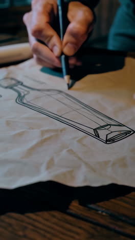 person drawing a bottle sketch