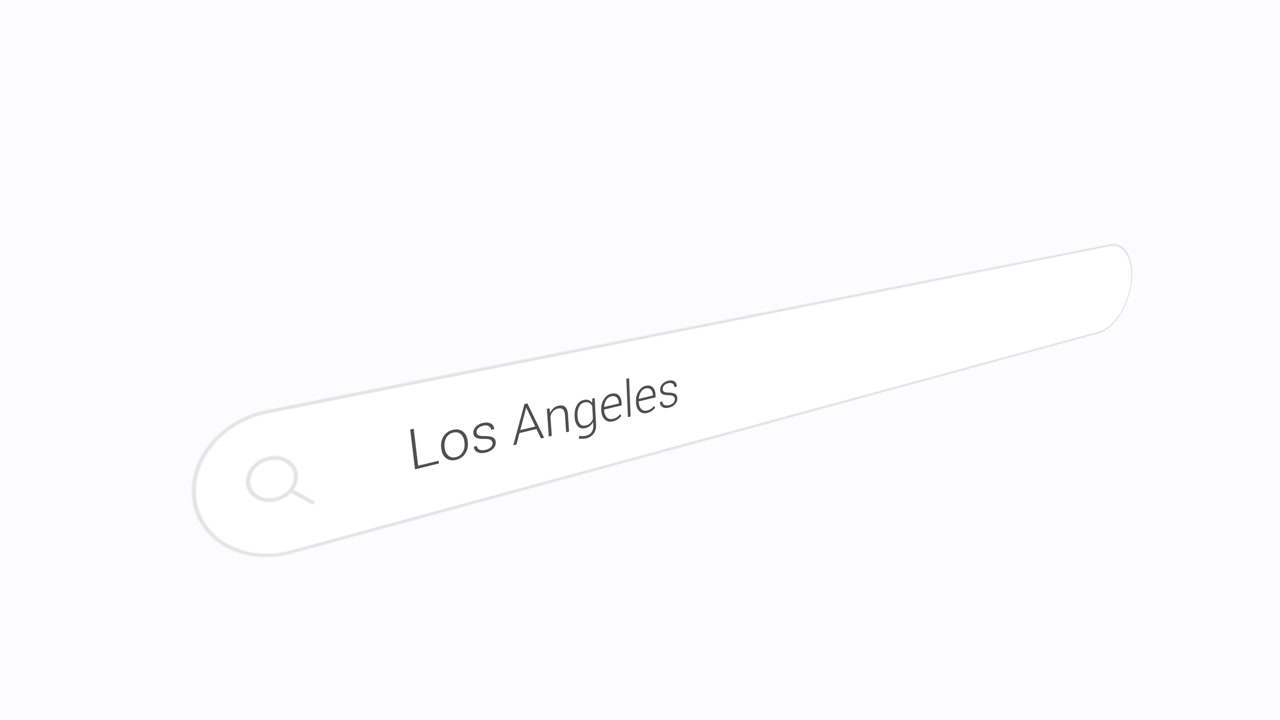 Søgefelt på internettet med Los Angeles-tekst. Nærbillede.
