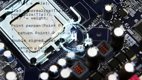 animation of count down and data processing over computer hardware