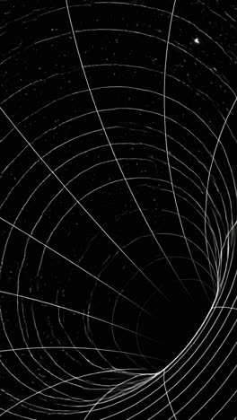 dynamic video concept of a black hole with white grid lines spiraling inward