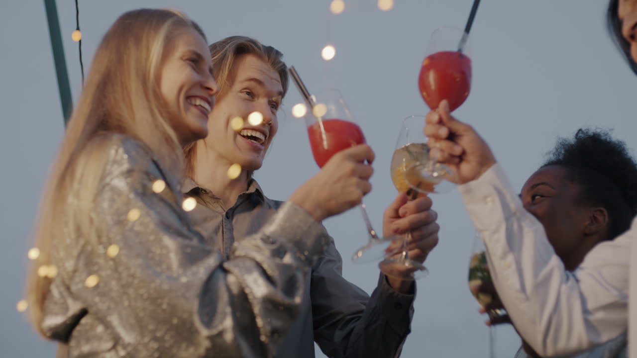 Friends Celebrating Rooftop Party