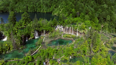 aerial view of plitvice lakes national park in croatia.