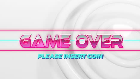 animation of game over text over light trails on white background