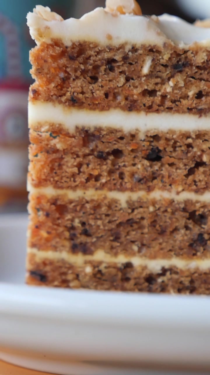 Close-up of a Delicious Layered Carrot Cake Slice