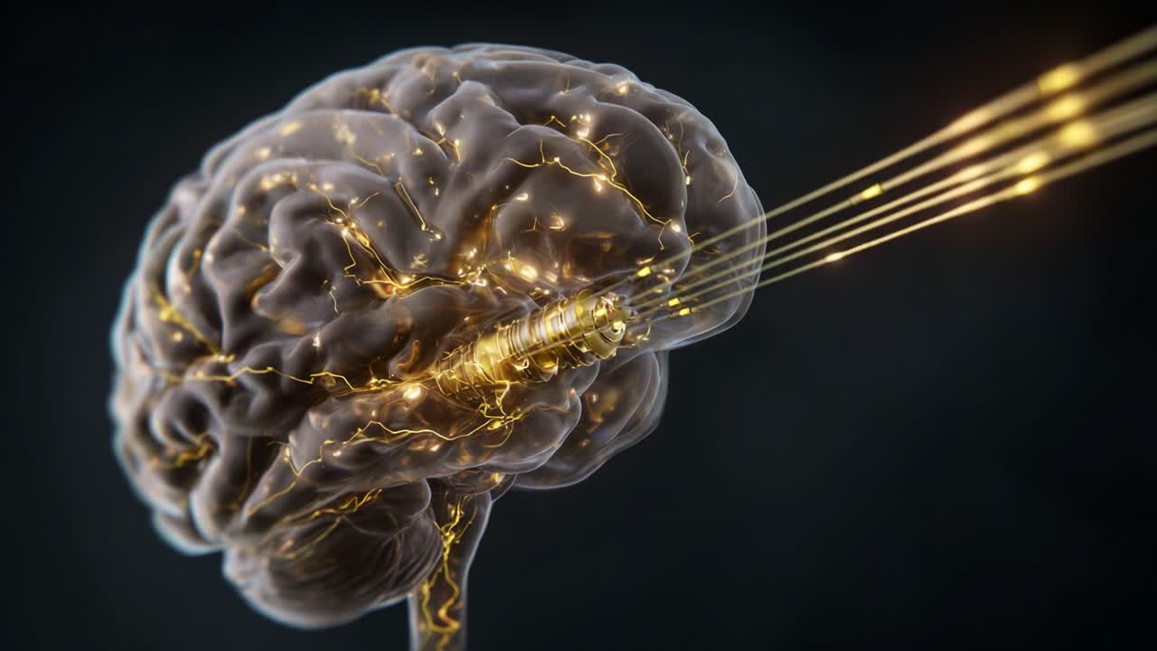 A Detailed Exploration of a Brain with Pulsing Electric Signals, Illustrating Neural Connectivity and Cognitive Processes in a Stunning Visualization of Neural Activity