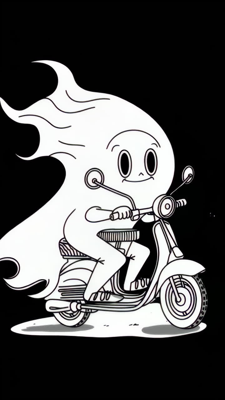 Whimsical Ghost Riding a Scooter