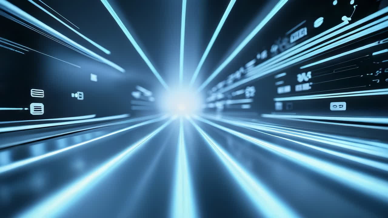 Abstract Futuristic Digital Light Tunnel