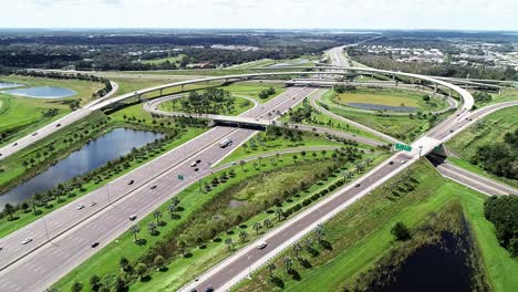 Traffic-moving-at-the-Florida's-Turnpike-and-Route-429-Interchange-in-Winter-Garden,-Florida