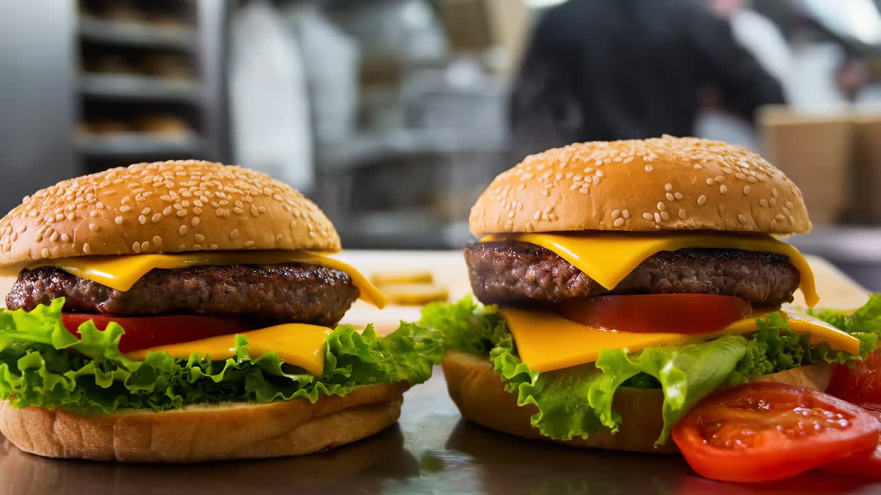 Delicious cheeseburgers with fresh ingredients