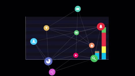 Animation-Von-Mediensymbolen-über-Diagramm