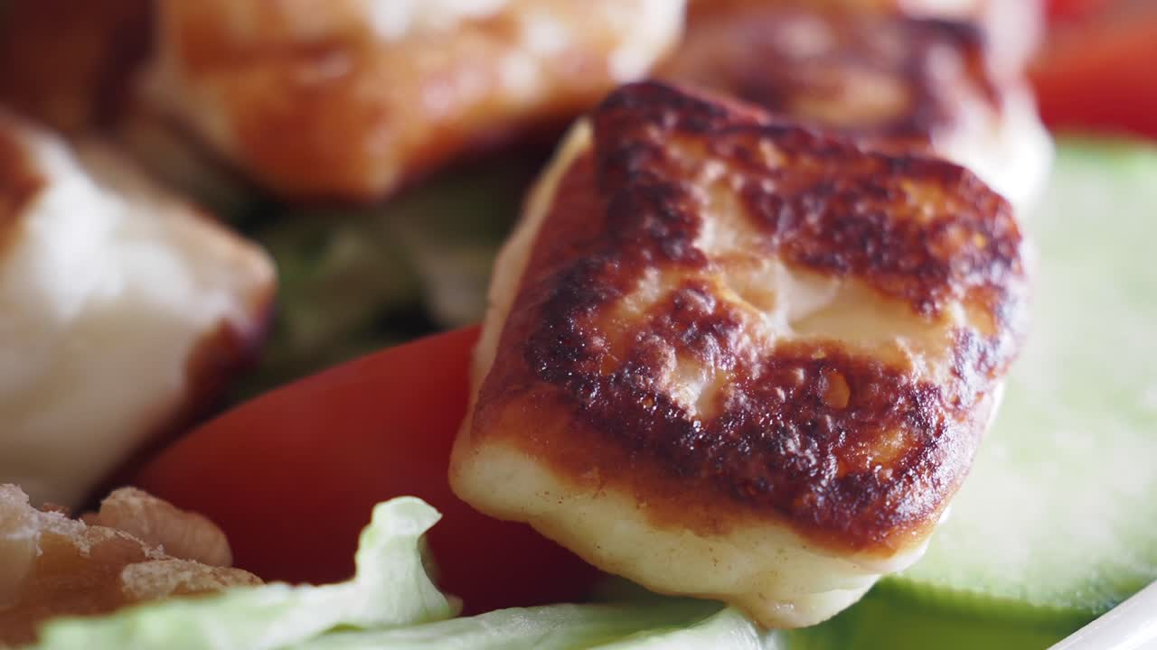 Grilled feta cheese salad