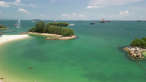 Vista-Aérea-De-Drones-De-La-Playa-Sentosa-Singapur