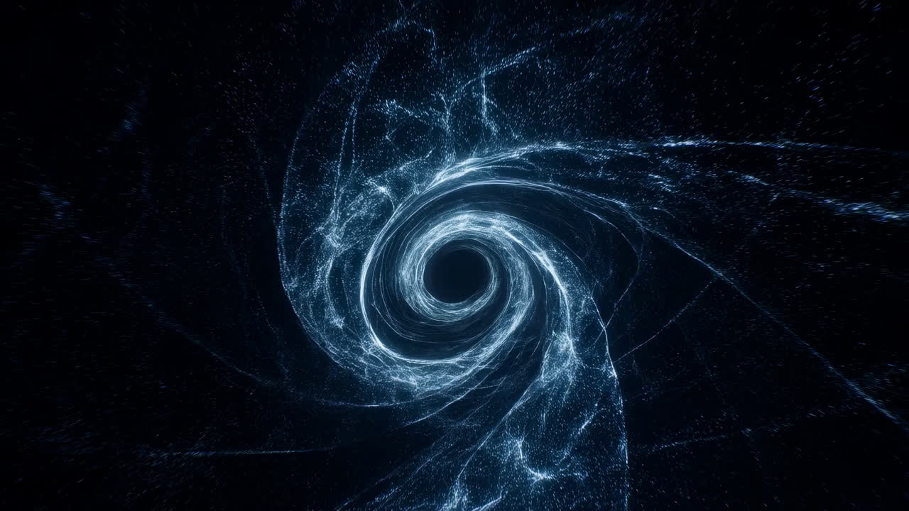 Vortice astratto di luce blu nello spazio scuro