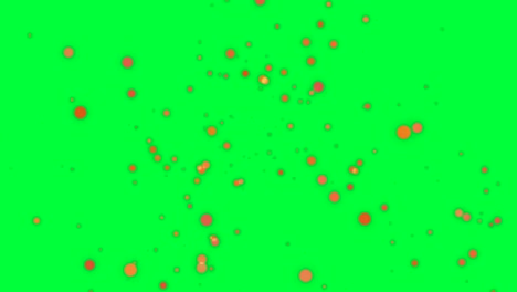 explosión abstracta de círculos naranjas sobre un fondo verde