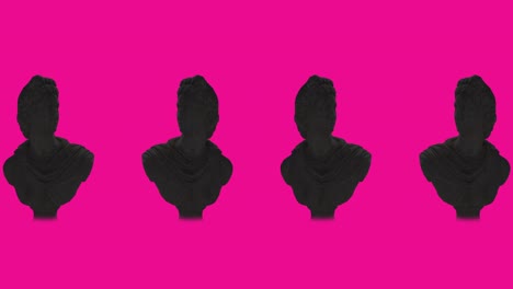 animation of ancient bust sculptures turning on pink background