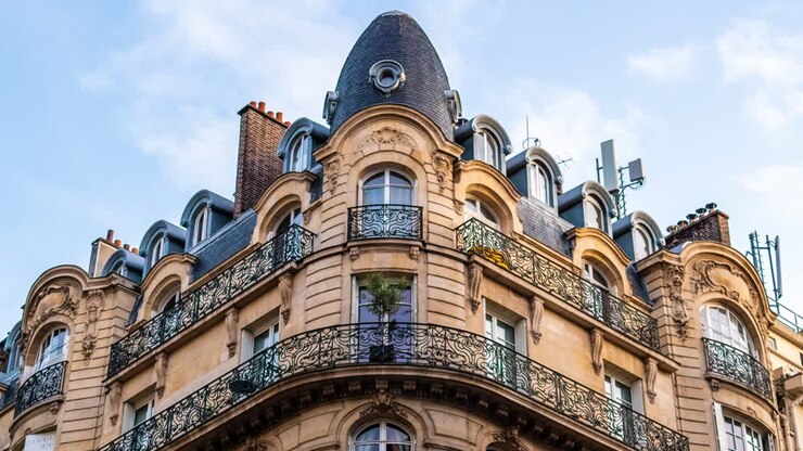 Vintage building in Paris, France with a dome rooftop