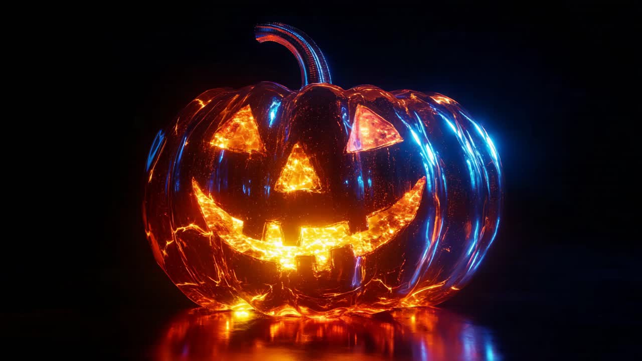 Glowing Jack-O-Lantern in a Foggy Forest