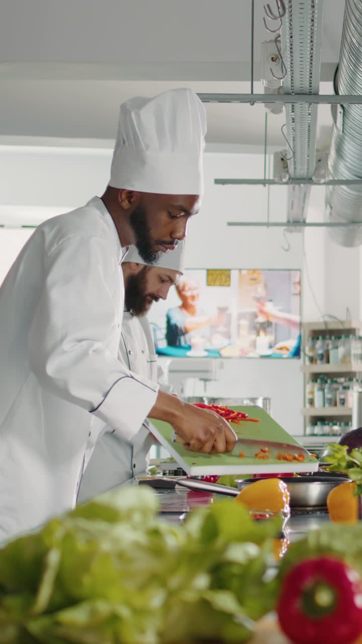 Chefs Preparing Food in a Commercial Kitchen