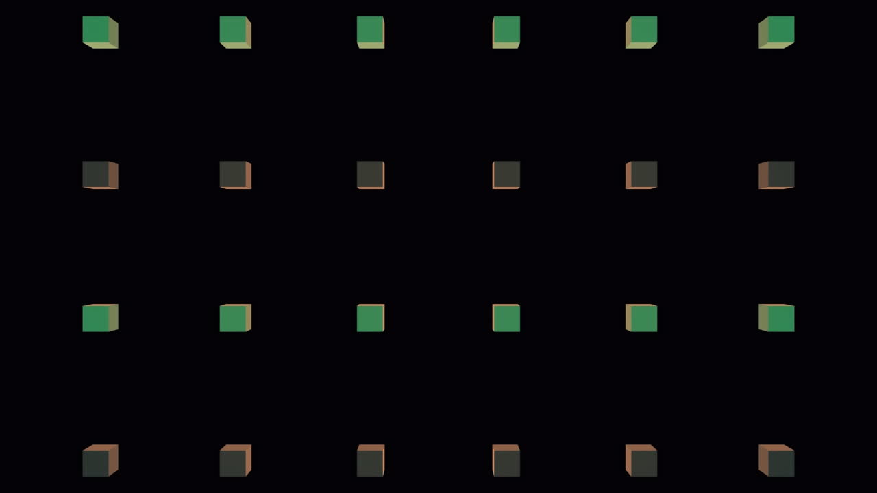 빨간 바탕에 반이는 큐브의 애니메이션