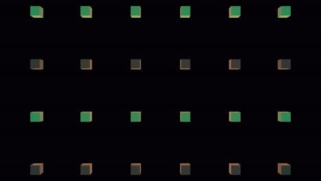 animación de cubos sobre chispas en fondo rojo.
