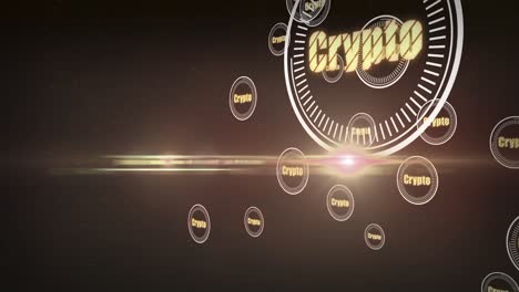 animación de símbolos de criptomonedas que se mueven sobre un fondo marrón