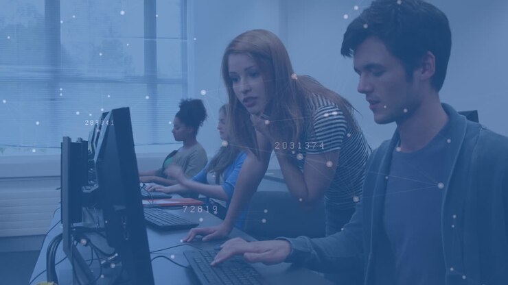 Animation of data processing over diverse students using computers