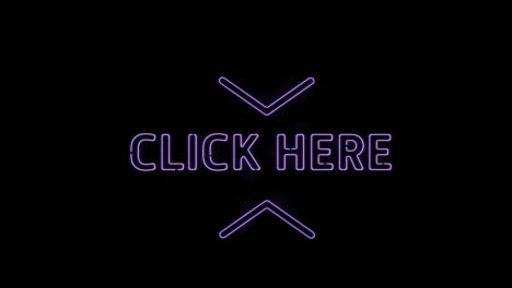 animation of click here text and thumbs up icon on black background