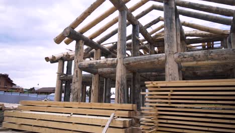 log cabin under construction