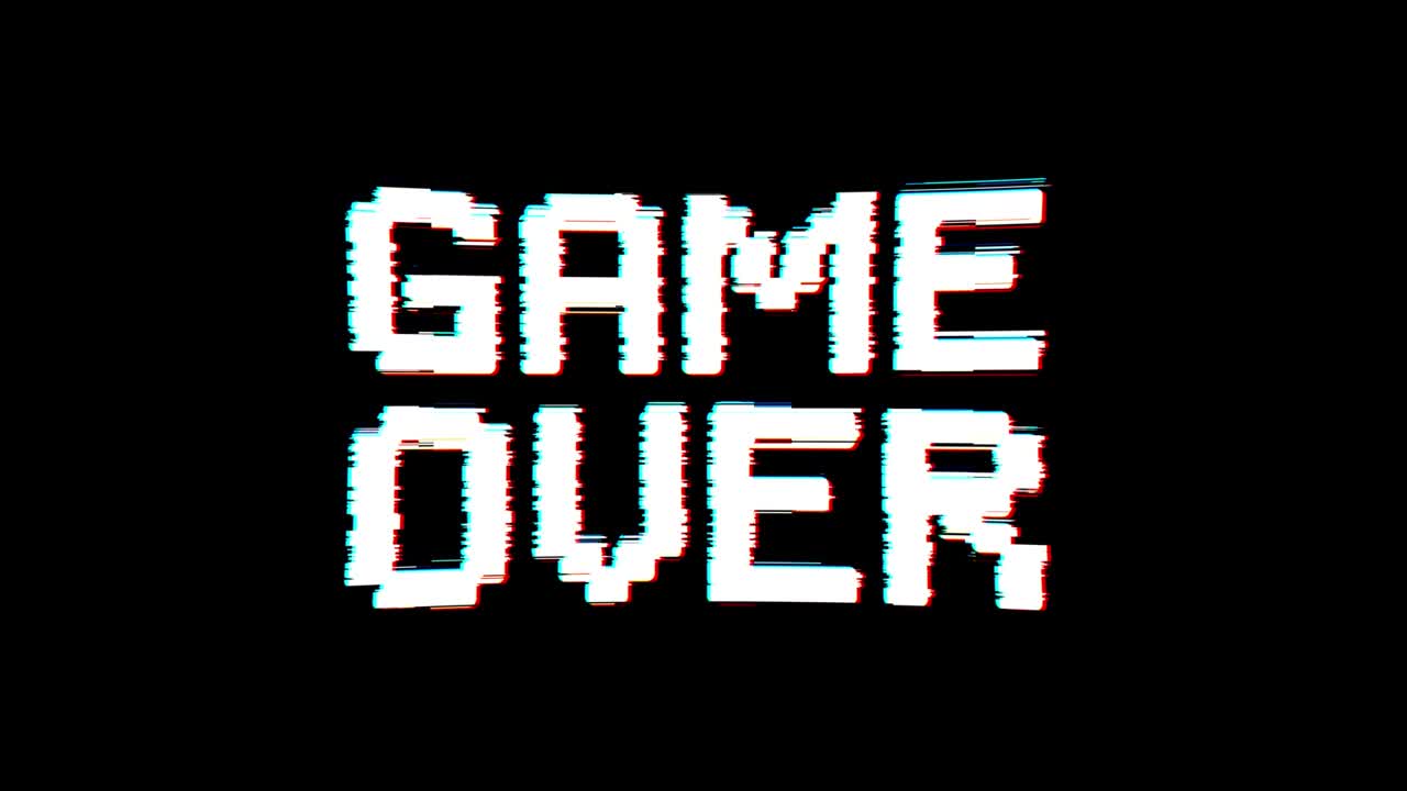 Game Over text with glitch vfx