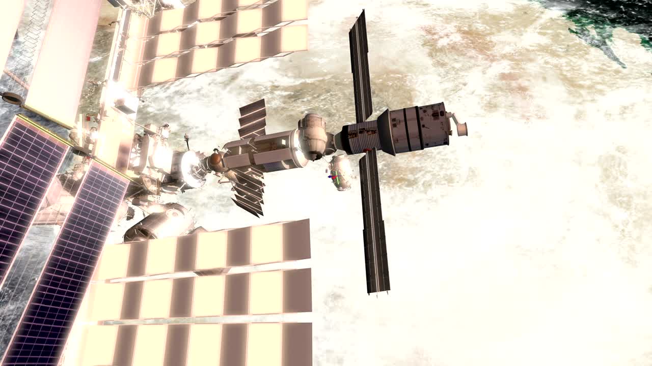 ISS floating in space over arab island