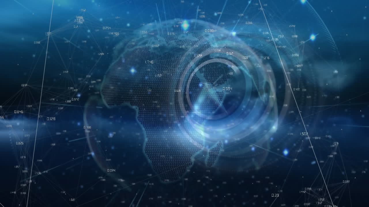 연결 네트워크의 애니메이션과 시계 이상 세계가 빠르게 움직입니다.