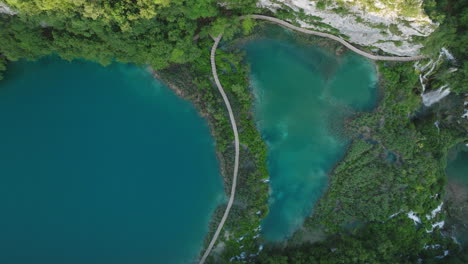 AERIAL-Shot-of-Plitvice-Lake-National-Park-in-Croatia,-Europe-18