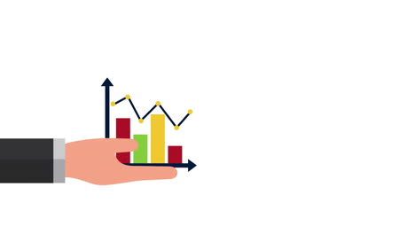 hand with statistics graphic information