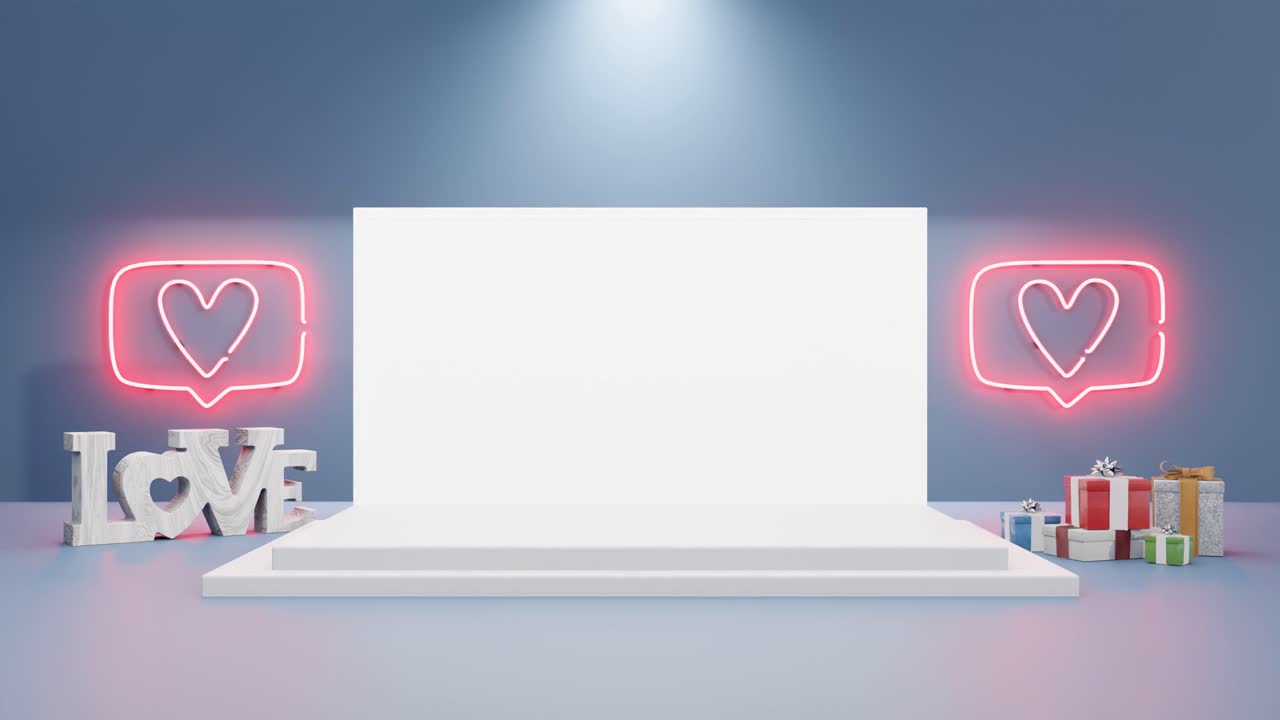 사랑 테마의 프레젠테이션 무대 파란색 배경 모 ⁇