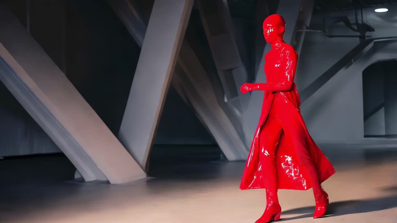 Rødt latex modeshow