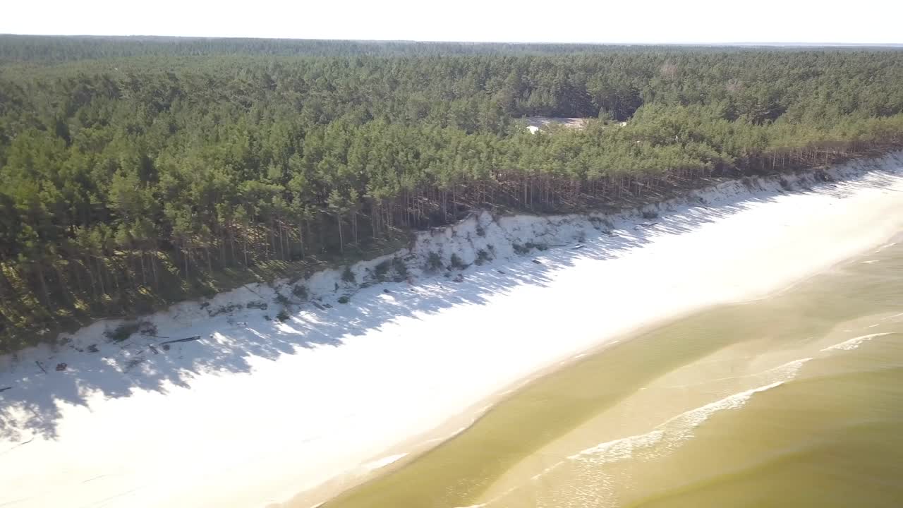 Drone footage of the coast by the Baltic Sea