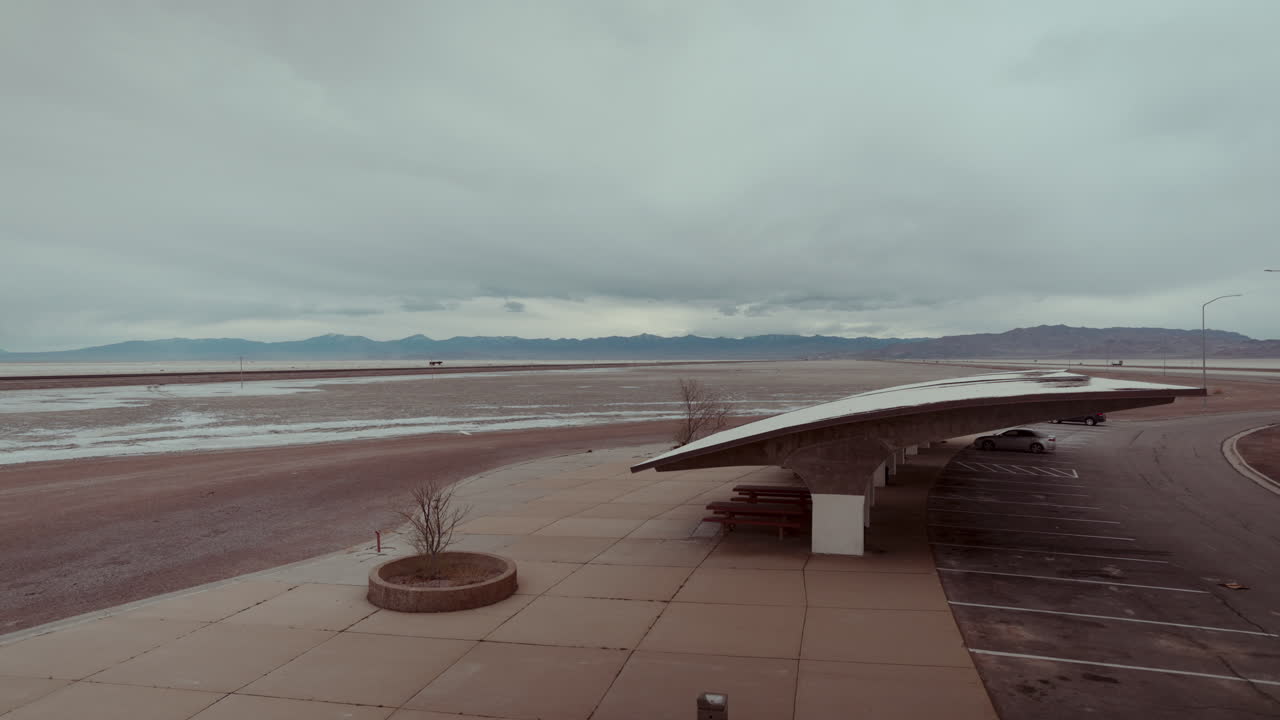 Cloudy Day at a Rest Stop Overlooking Salt Flats