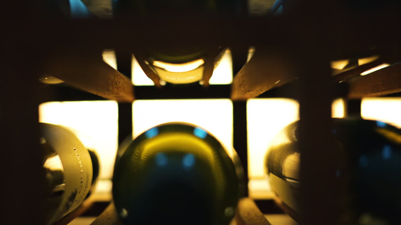 Wine bottles on a shelf in rich restaurant
