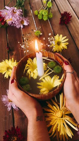 candle and flowers ritual