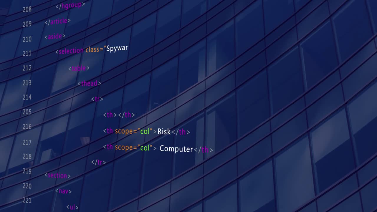 Animation of data processing over building