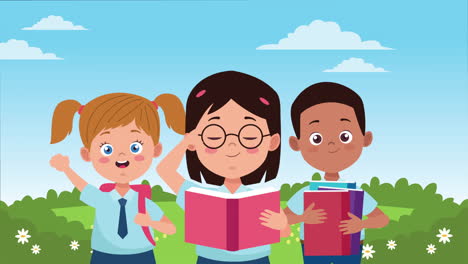 de vuelta a la temporada escolar con los niños pequeños en el campamento