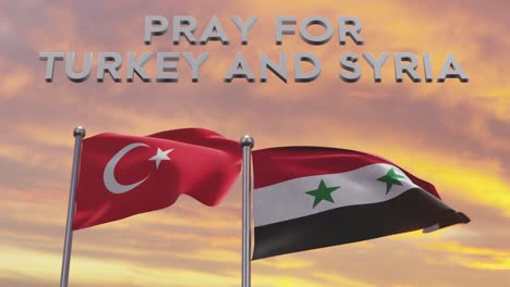 Pray-for-Turkey-and-Syria-text-with-turkish-and-syrian-flag-waving-dramatically