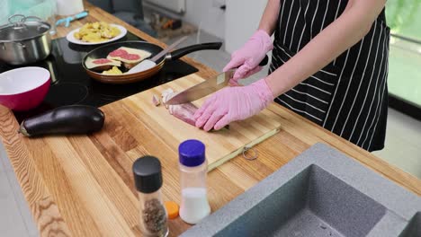 cooking eggplant in the kitchen