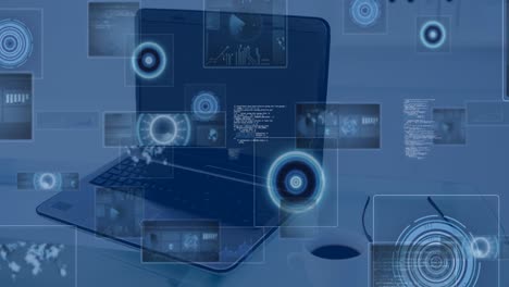 animación del procesamiento de datos en una computadora portátil