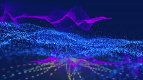 animación de puntos que se mueven sobre un fondo azul