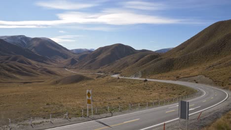 lindis pass alpine mountain pass in new zealand - wide shot