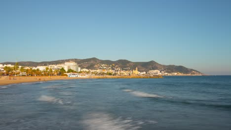 sitges mediterranean sea sunset panorama 4k time lapse spain