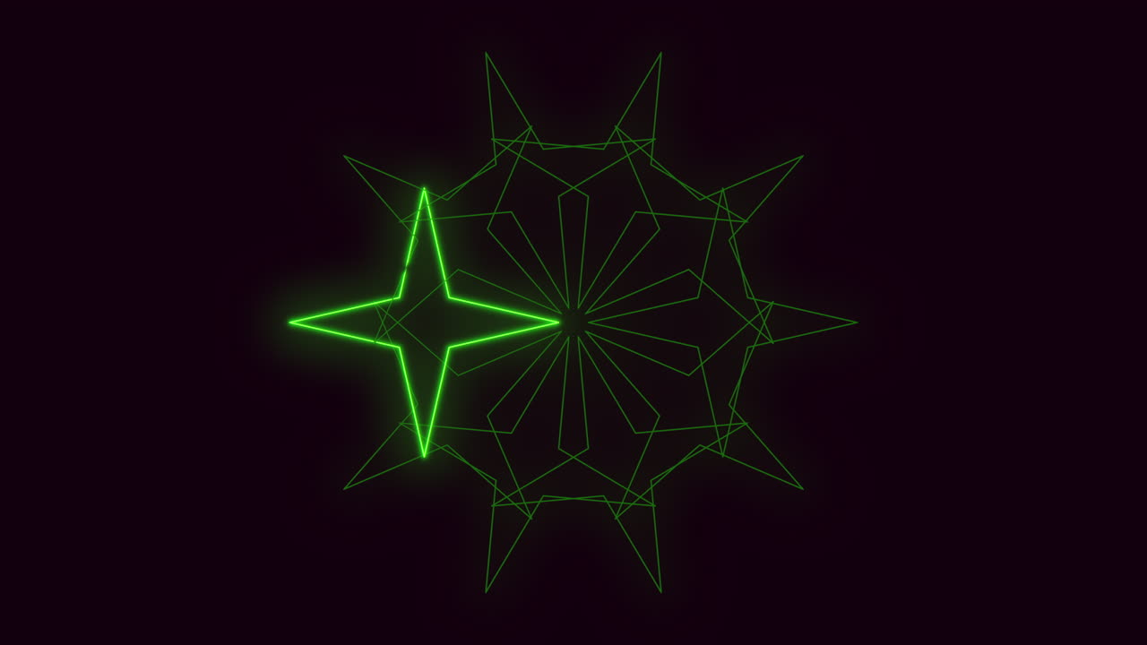 Abstract illustration showing a star with glowing green lines emanating from the center. Conveys a sense of vibrancy, energy, and positivity