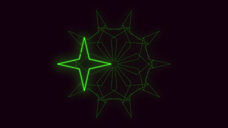 abstract illustration showing a star with glowing green lines emanating from the center. conveys a sense of vibrancy, energy, and positivity