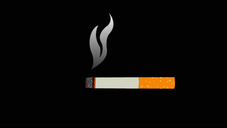 animación de estilo plano de un cigarrillo que consume de derecha a izquierda, con humo moviéndose